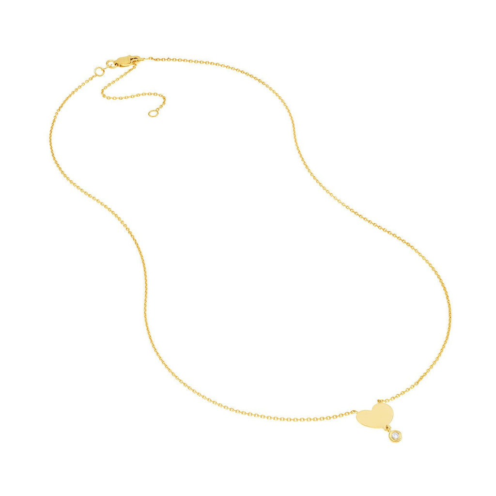 14K Gold Personalized Heart Diamond Drop Pendant Necklace
