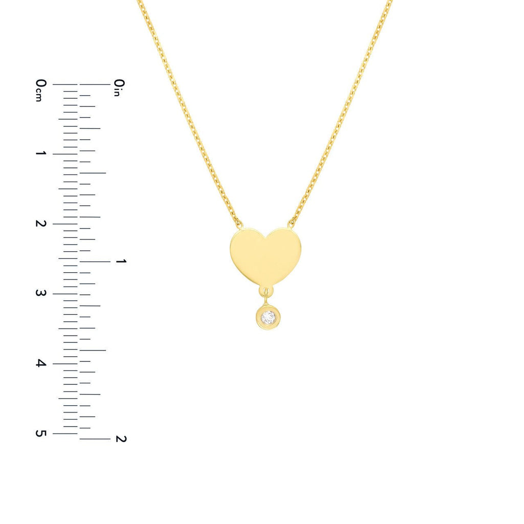 14K Gold Personalized Heart Diamond Drop Pendant Necklace