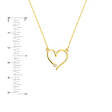 14K Gold Open End Diamond Bezel Heart Pendant Necklace