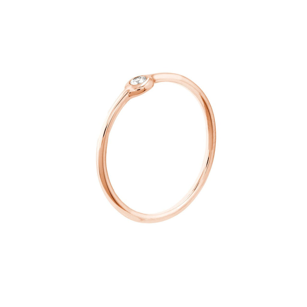 14K Gold Solo Round Bezel Diamond Band