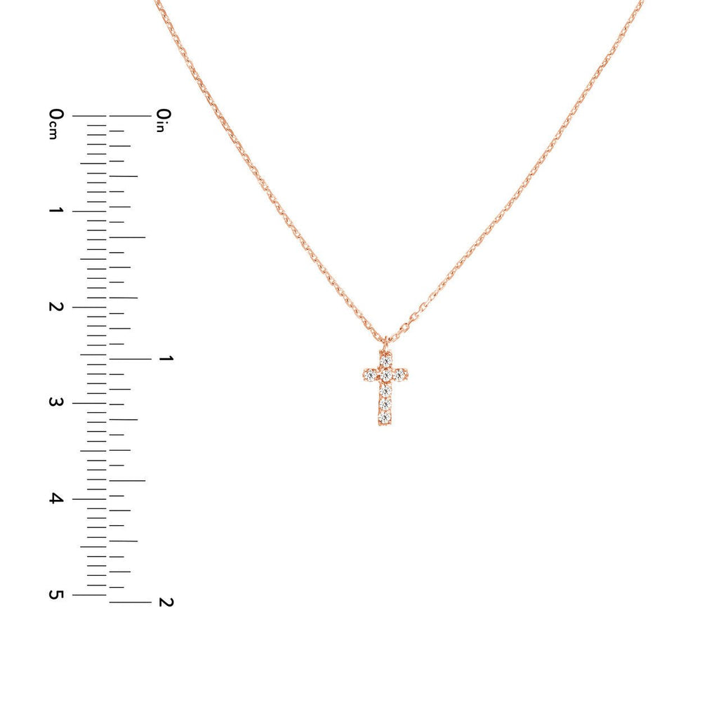 14K Gold Diamond Mini Cross Pendant Necklace