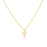 14K Gold Diamond Mini Cross Pendant Necklace