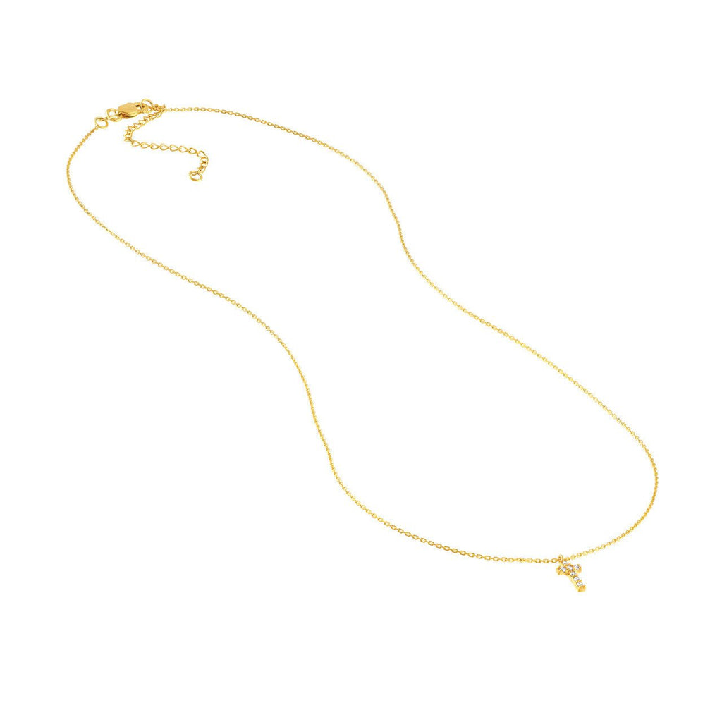 14K Gold Diamond Mini Cross Pendant Necklace