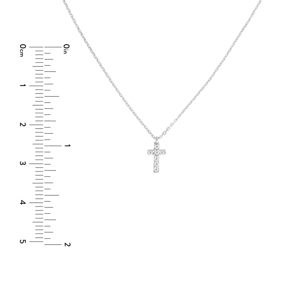 14K Gold Diamond Mini Cross Pendant Necklace