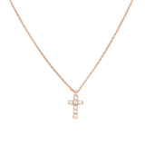 14K Gold Diamond Mini Cross Pendant Necklace