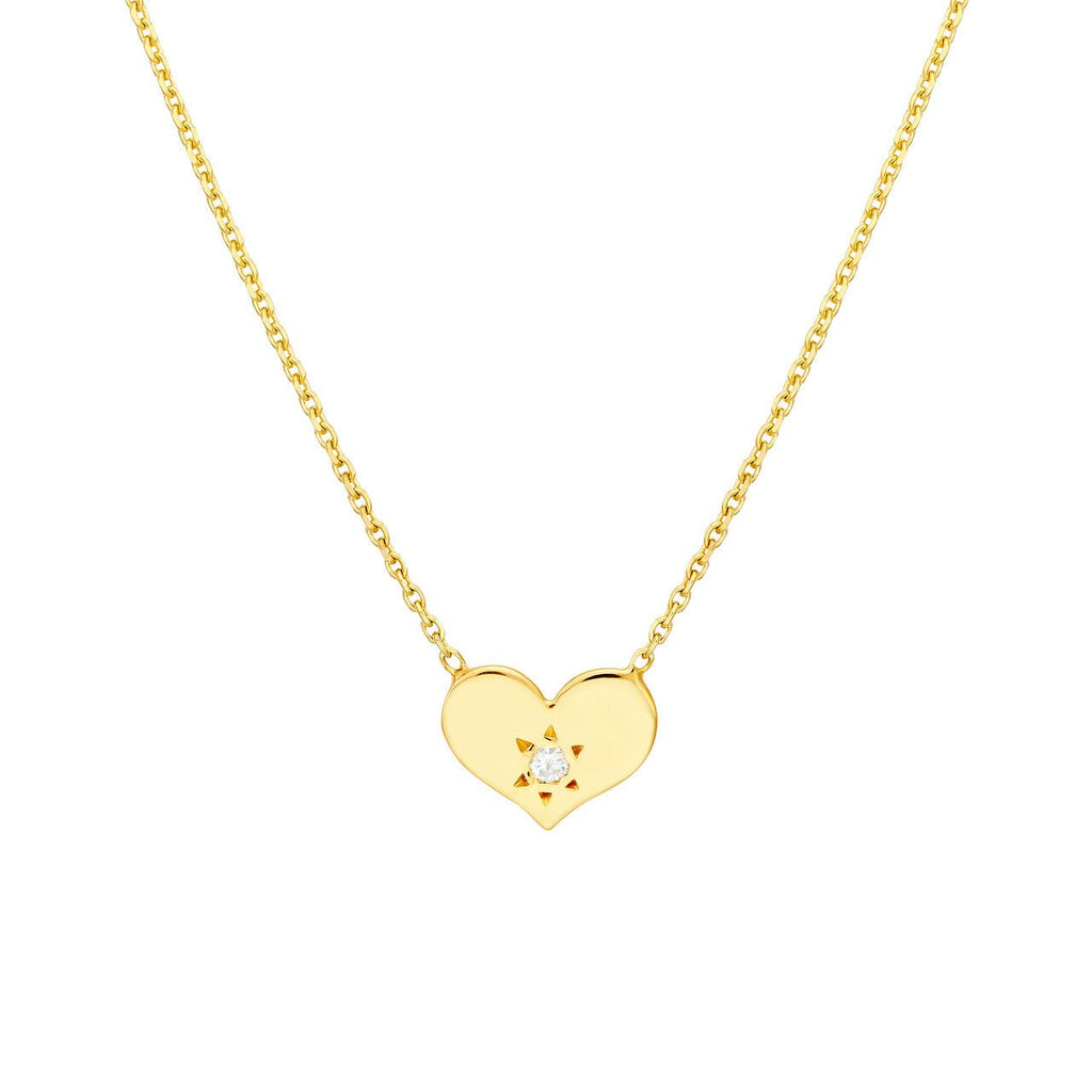 14K Gold Sunny Heart Diamond Pendant Necklace