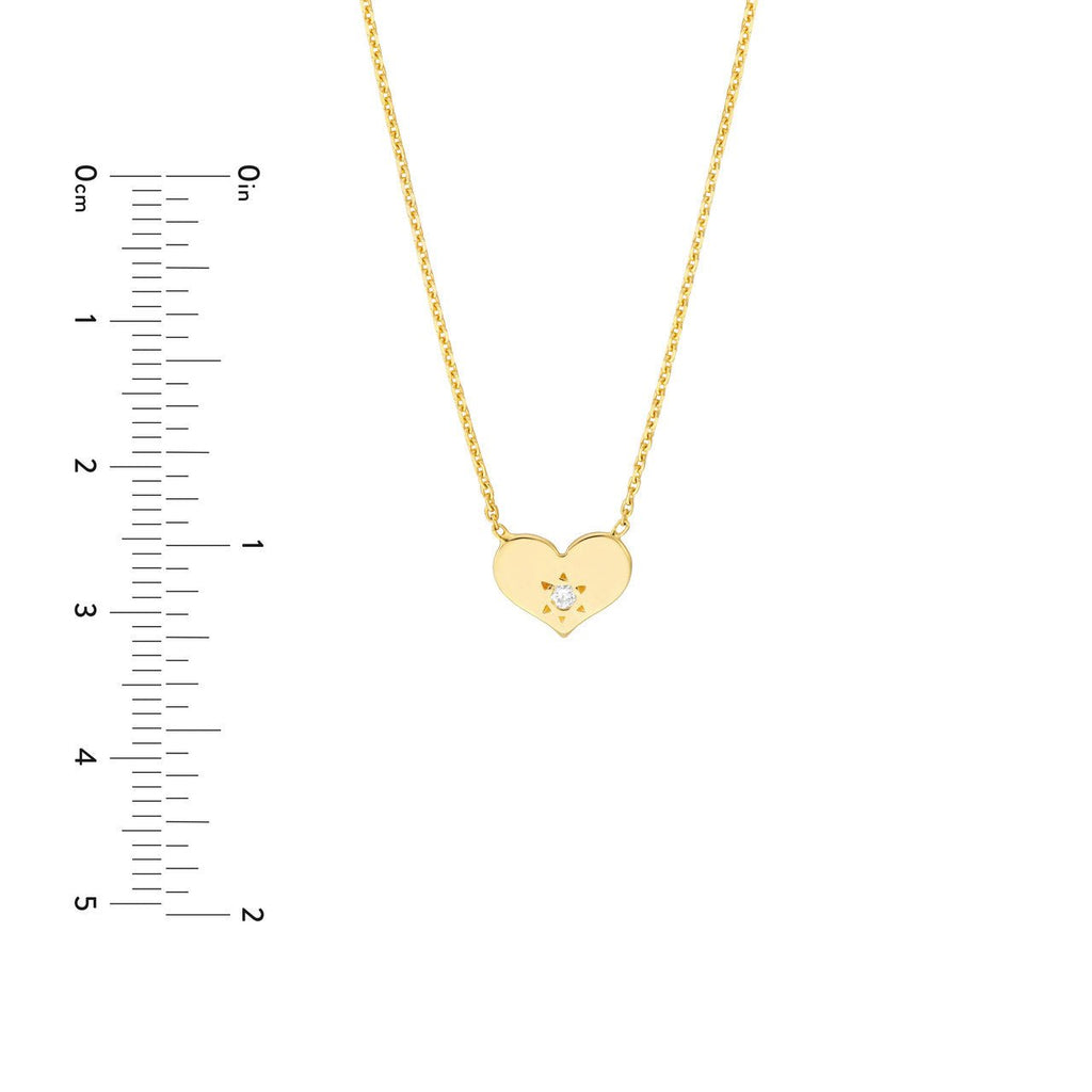 14K Gold Sunny Heart Diamond Pendant Necklace