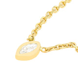 14K Gold Mini Diamond Marquise Bezel Drop Pendant Necklace
