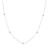 14K Gold Diamond Star Bezels and Bead Necklace