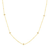 14K Gold Diamond Star Bezels and Bead Necklace