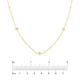14K Gold Diamond Star Bezels and Bead Necklace