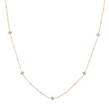 14K Gold Diamond Star Bezels and Bead Necklace