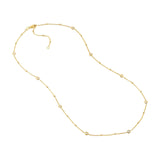 14K Gold Bead and Diamond Bezel Necklace