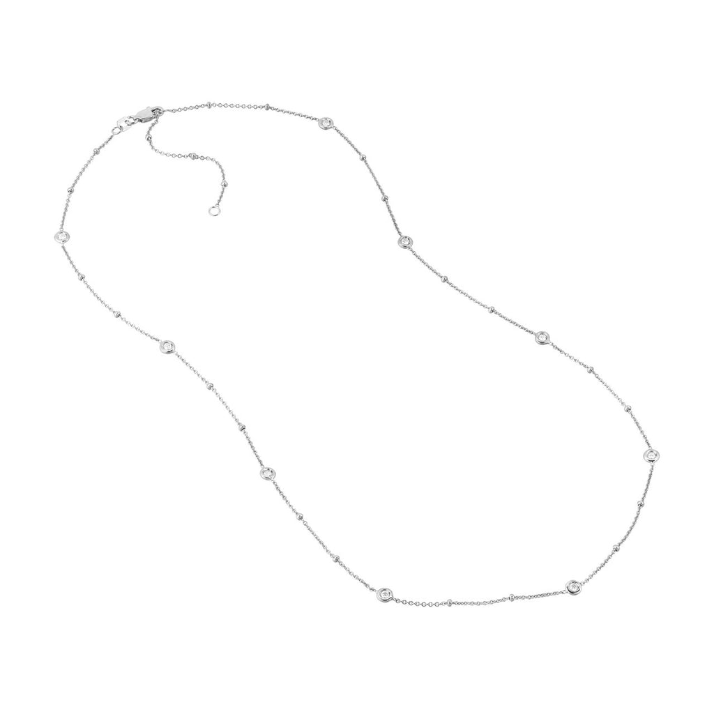 14K Gold Bead and Diamond Bezel Necklace