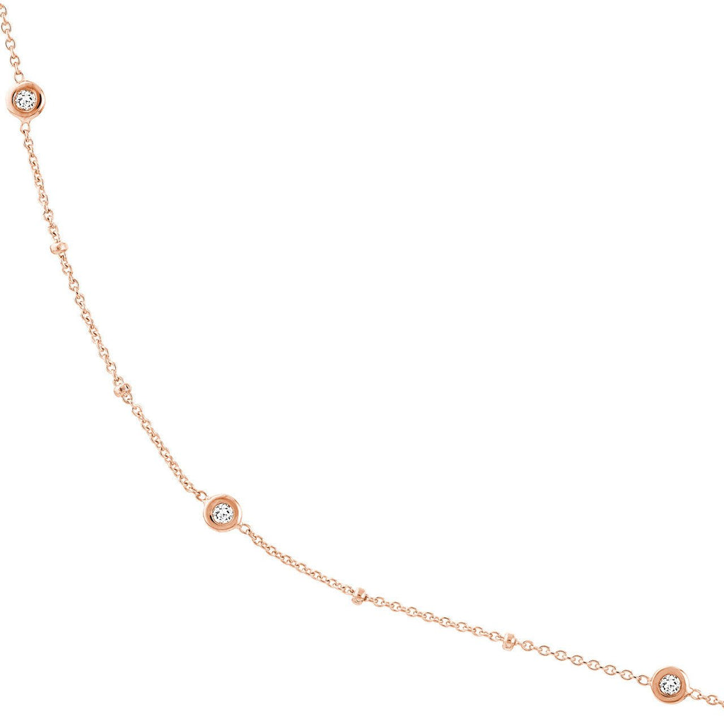 14K Gold Bead and Diamond Bezel Necklace