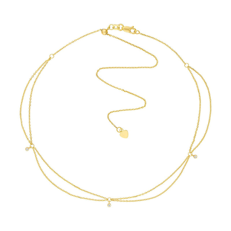 14K Gold Diamond Drape Chain Choker