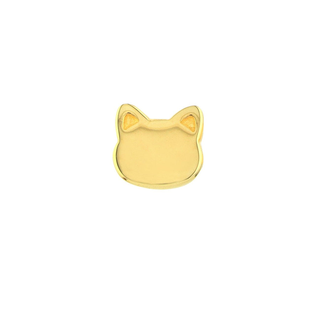 14K Gold Cat Stud Earrings