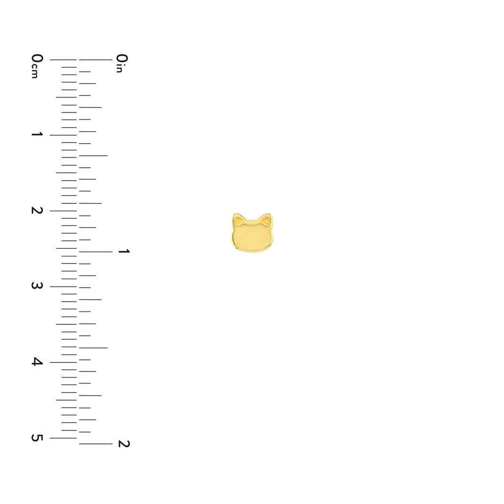 14K Gold Cat Stud Earrings