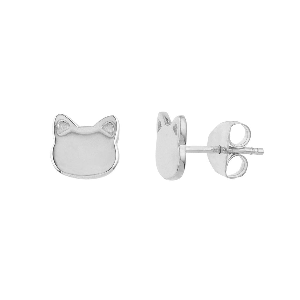 14K Gold Cat Stud Earrings