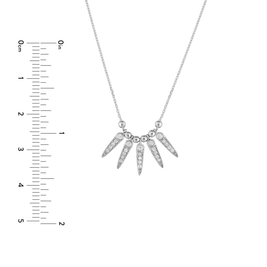 14K Gold Diamond Spike Bezel and Bead Necklace