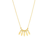 14K Gold Diamond Leaf Bezel and Bead Necklace