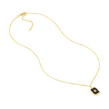 14K Gold Black Enamel Octagon Necklace