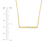 14K Gold Diamond Bezel and Bar Pendant Necklace