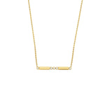14K Gold Diamond Bezel and Bar Pendant Necklace
