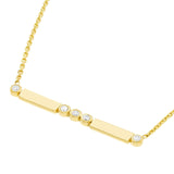 14K Gold Diamond Bezel and Bar Pendant Necklace