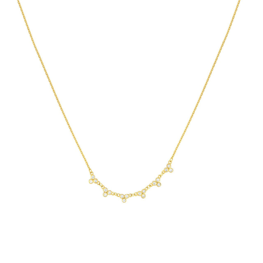 14K Gold Trinity Diamond Station Necklace