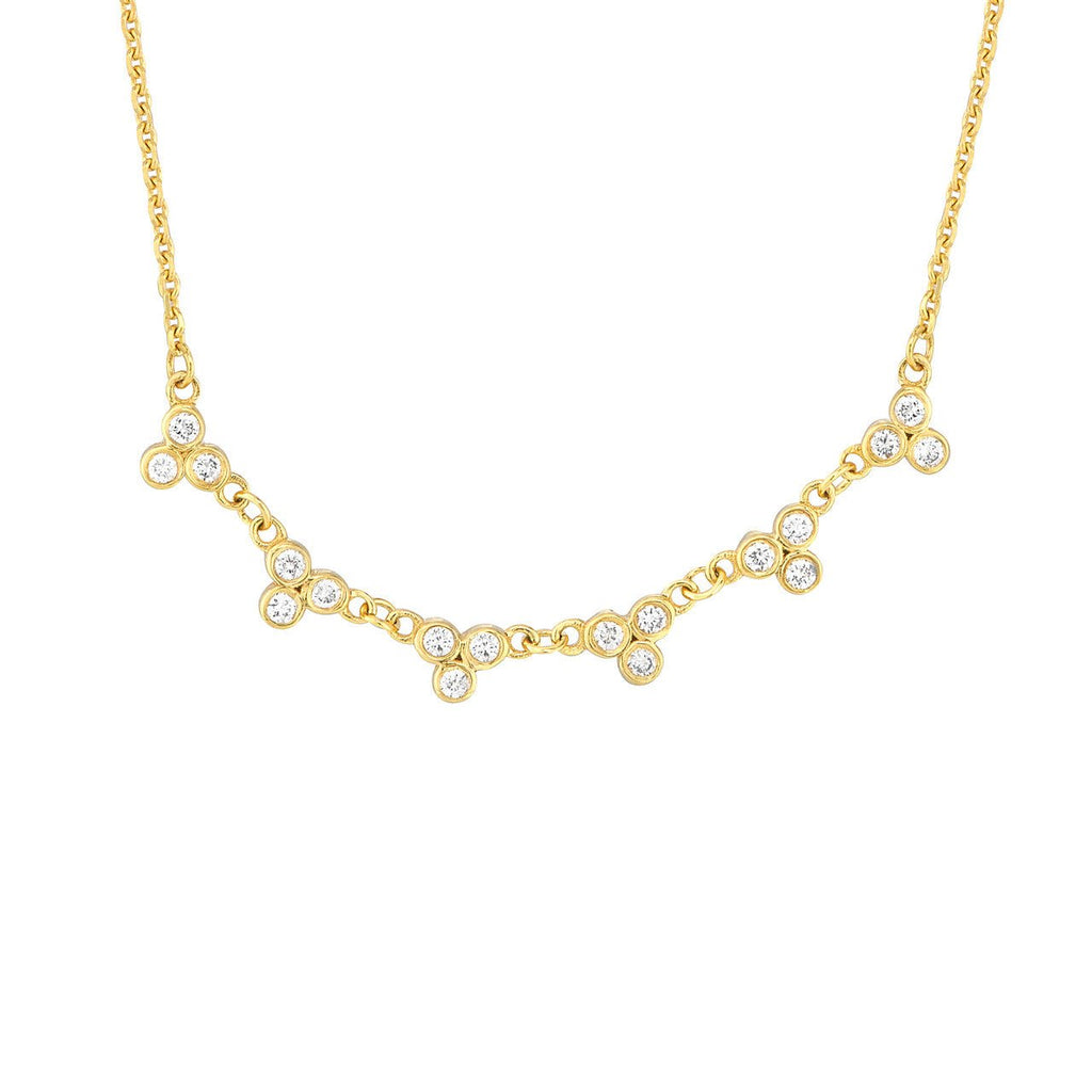 14K Gold Trinity Diamond Station Necklace
