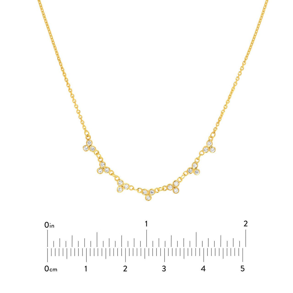 14K Gold Trinity Diamond Station Necklace