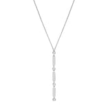 14K Gold Mini Bar and Diamond Bezel Lariat Necklace