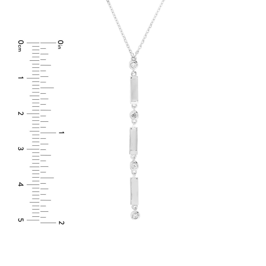 14K Gold Mini Bar and Diamond Bezel Lariat Necklace