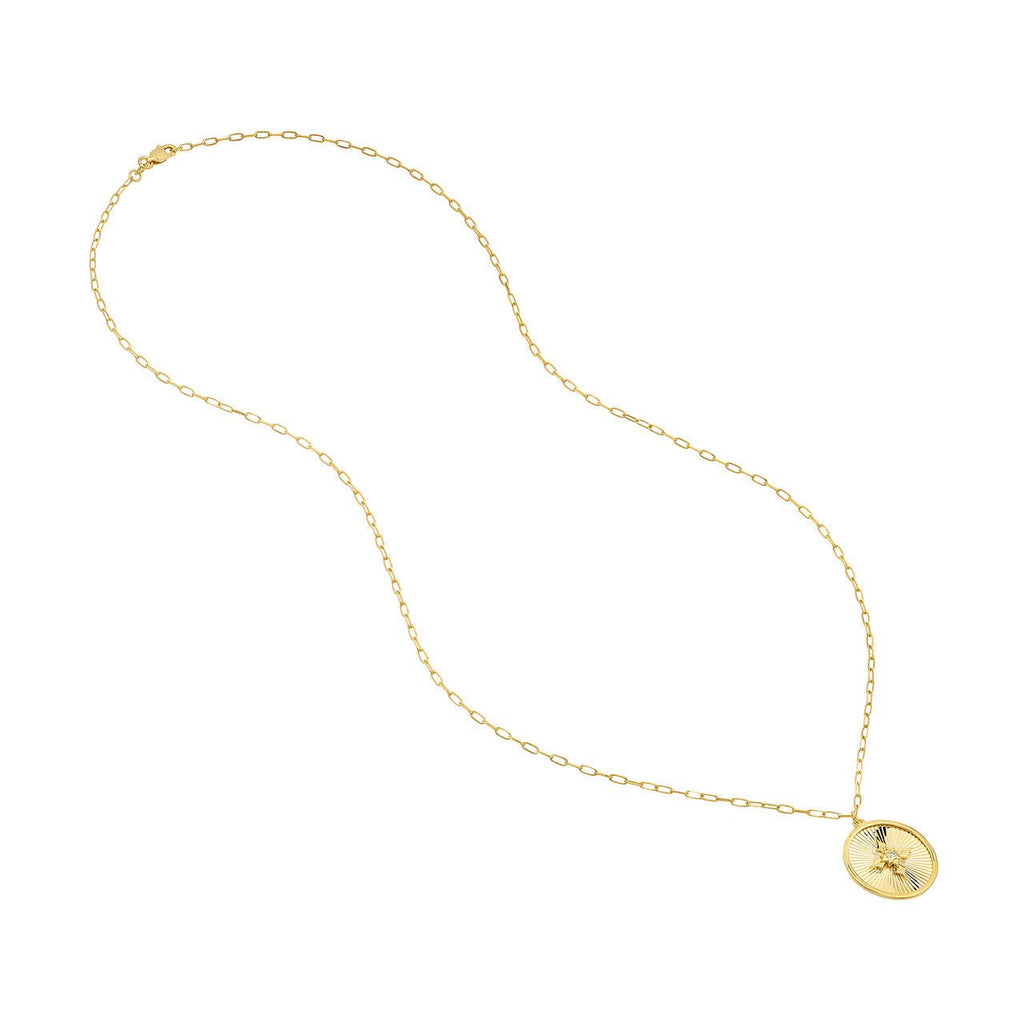 14K Gold Cross Fluted Pendant Diamond Pendant Necklace