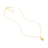 14K Gold North Star Diamond Oval Pendant Necklace