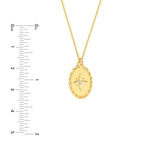 14K Gold North Star Diamond Oval Pendant Necklace
