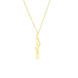 14K Gold Vertical Love Pendant Necklace