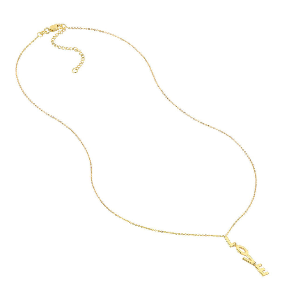14K Gold Vertical Love Pendant Necklace