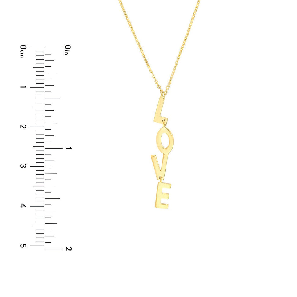 14K Gold Vertical Love Pendant Necklace