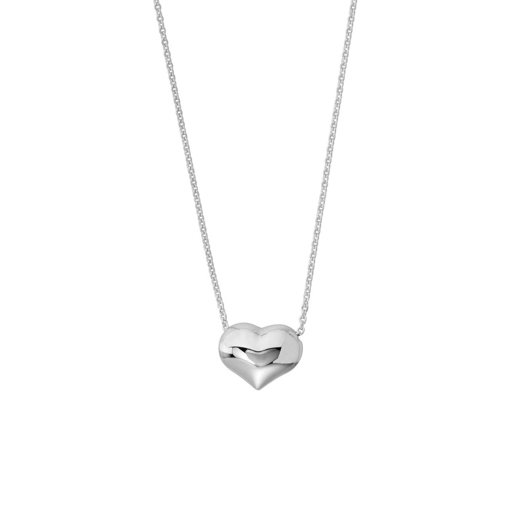14K Gold Heart Puff Pendant Necklace