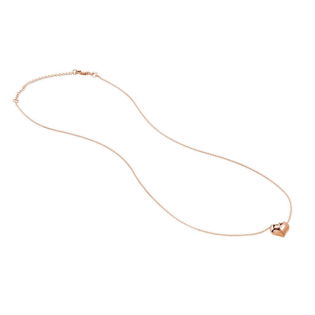 14K Gold Heart Puff Pendant Necklace