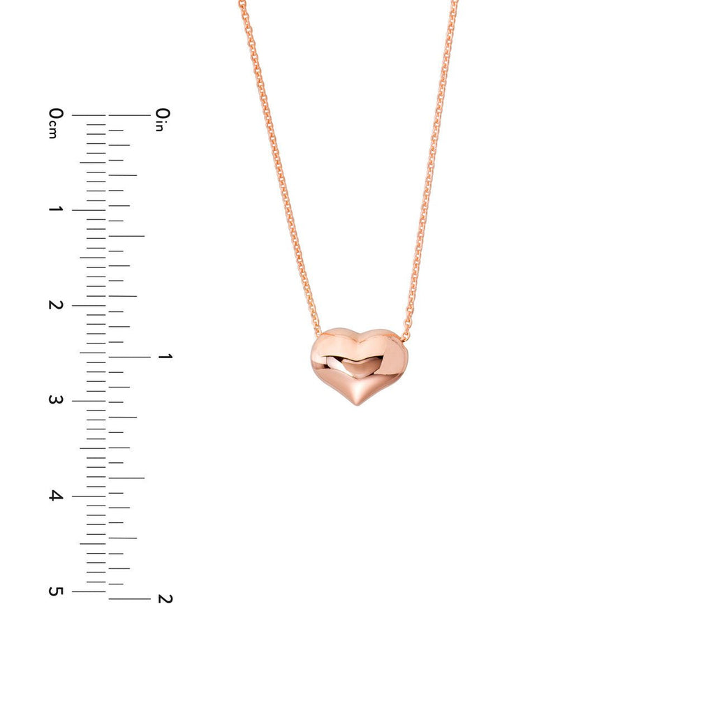 14K Gold Heart Puff Pendant Necklace
