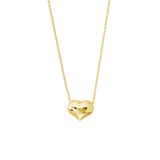 14K Gold Heart Puff Pendant Necklace