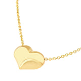 14K Gold Heart Puff Pendant Necklace