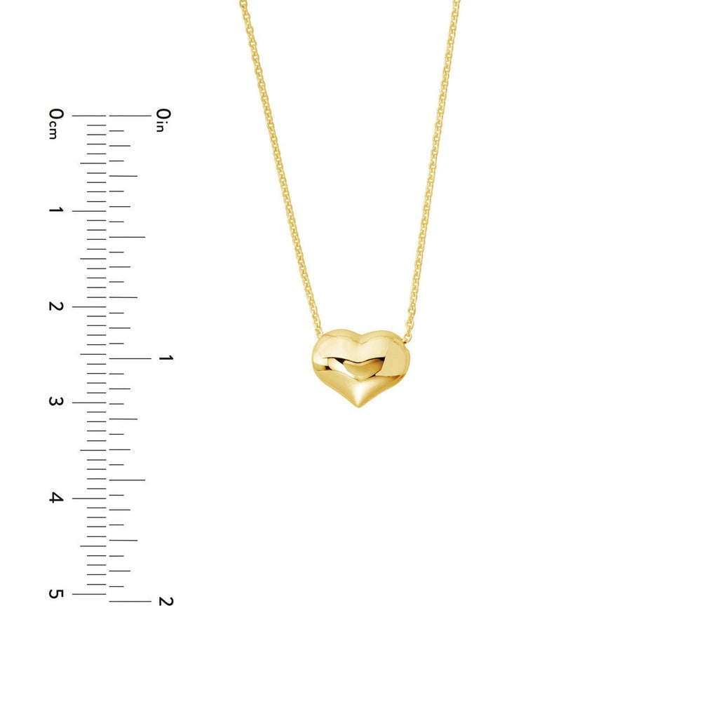 14K Gold Heart Puff Pendant Necklace