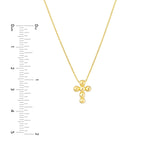 14K Gold Bead Mini Cross Pendant Necklace