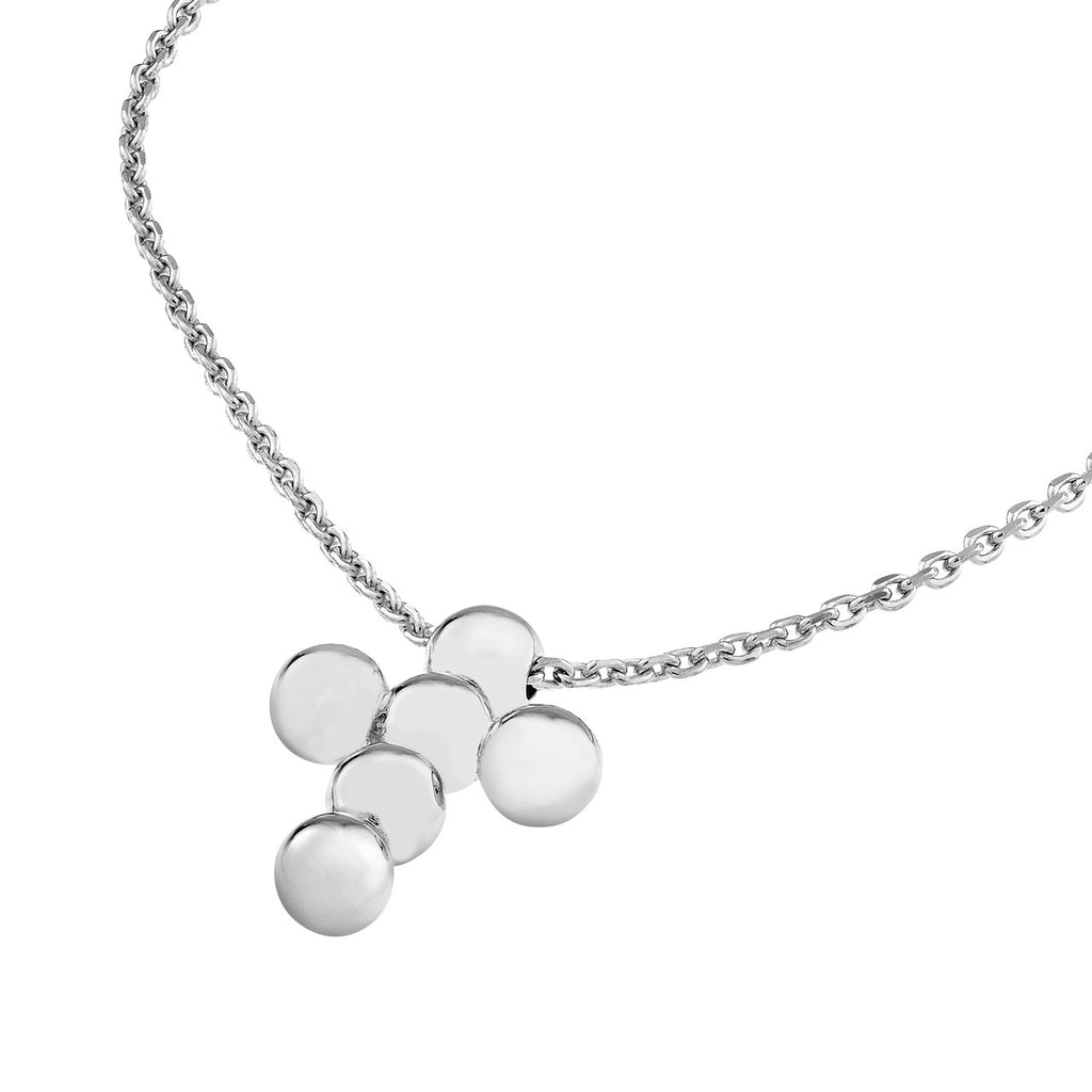 14K Gold Bead Mini Cross Pendant Necklace