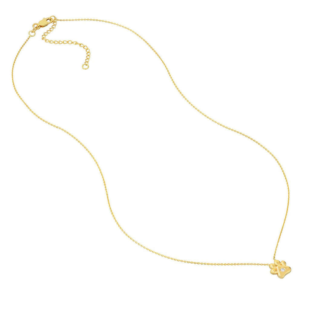 14K Gold Single Diamond Paw Pendant Necklace