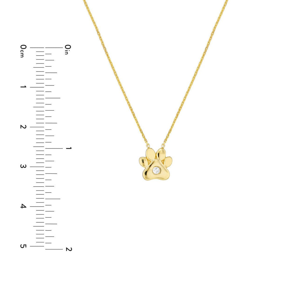 14K Gold Single Diamond Paw Pendant Necklace